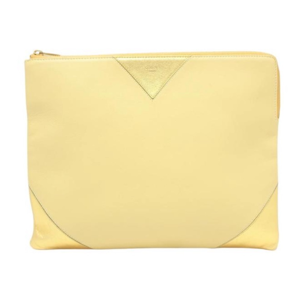 Celine gold and leather clutch